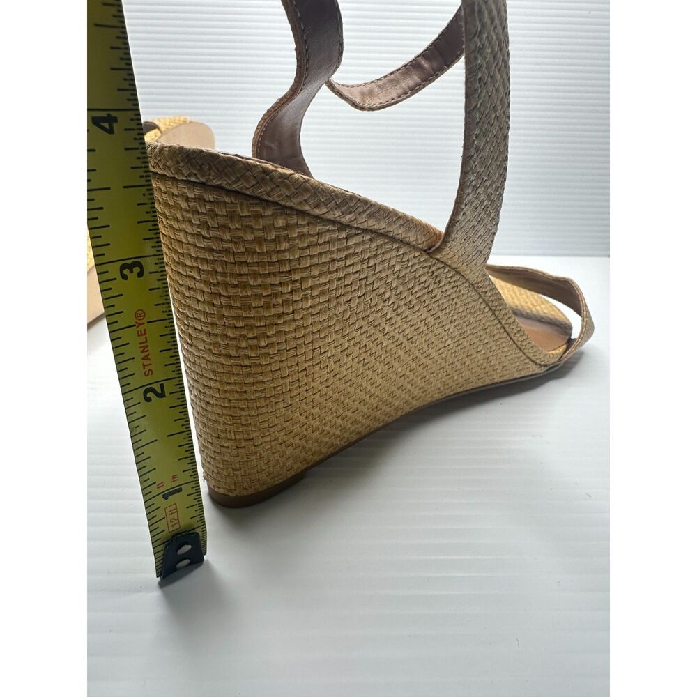 Nordstrom Rack Wedge Sandal 10 Ankle Strap Minimalist Tan Nude Beige Carrie - Picture 8 of 10